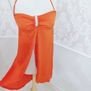 George Orange Swimsuit Cover Up Halter Style Beachy Size Small